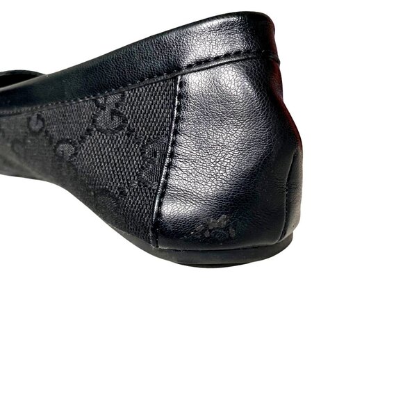 Gucci Black Canvas Leather Loafers Bow with Bees Women's Sz 39 Designer Luxury - Picture 12 of 13